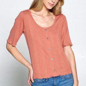 Knitted Embroidered Top RUST